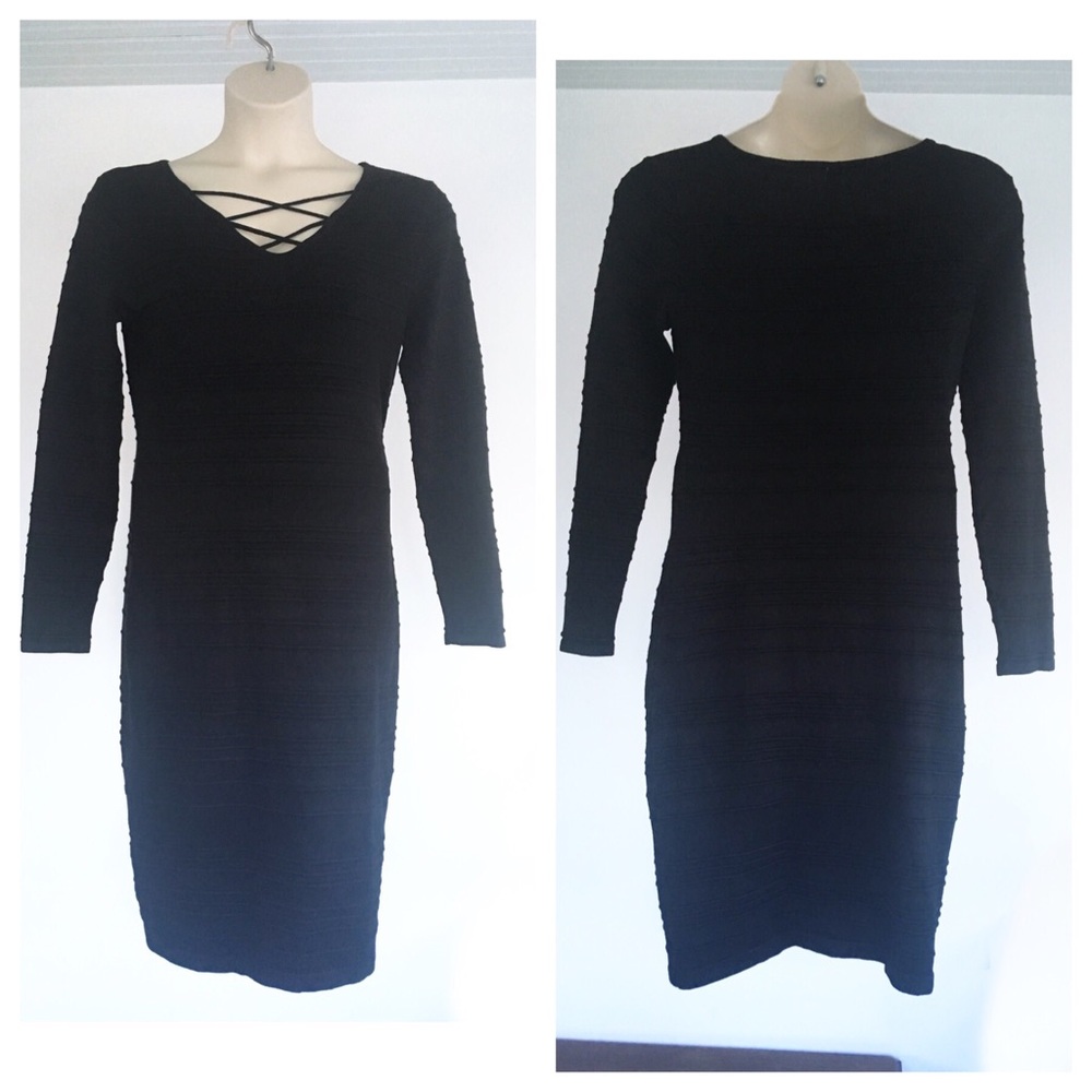 Black long sleeve sweater dress